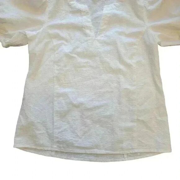 Tommy Bahama Nova Wave Women's White Cotton Seersucker V-Neck Puffy Short Sleeve - Picture 8 of 14